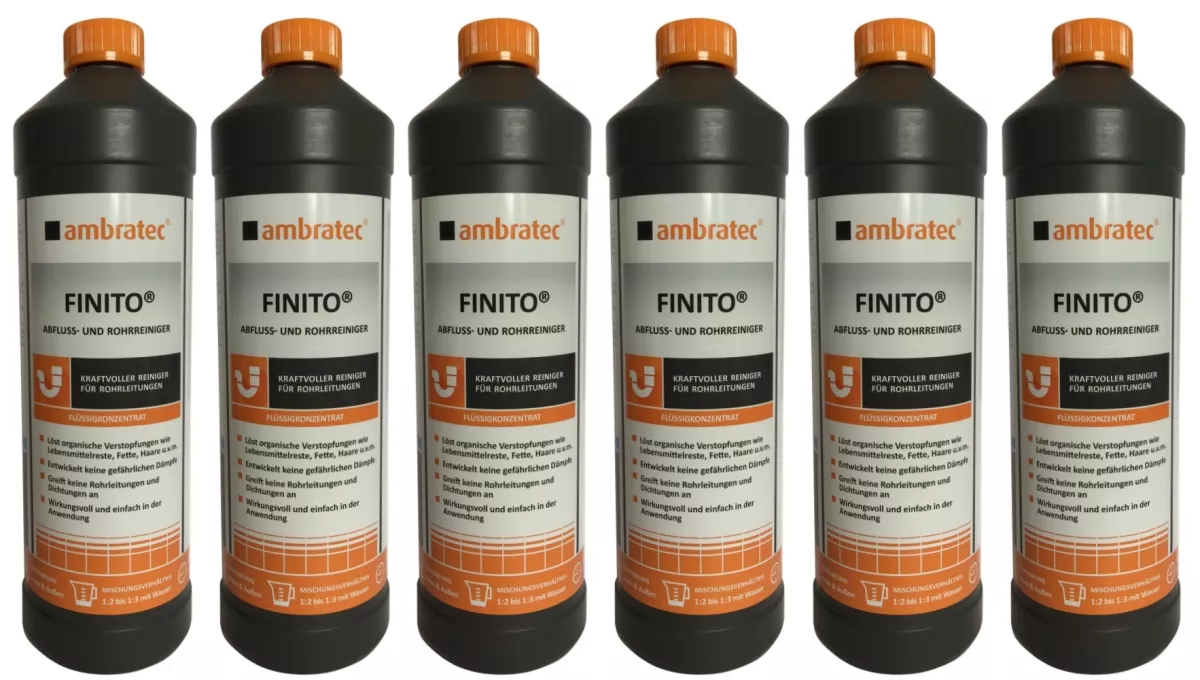 Ambratec Finito Abflussfrei Aktiv Verstopfungslöser 6x1 Liter 6 Liter Set