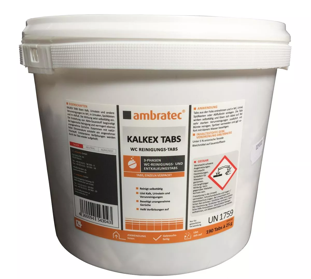 Ambratec Kalkex Tabs Entkalker WC Reinigungstabs 190 Stk.