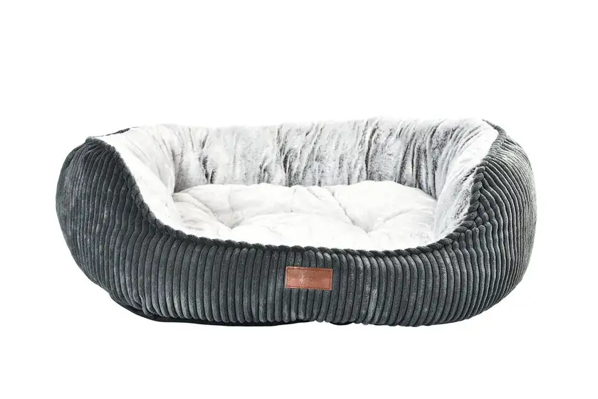 Hundebett Groß oval Cord grau
