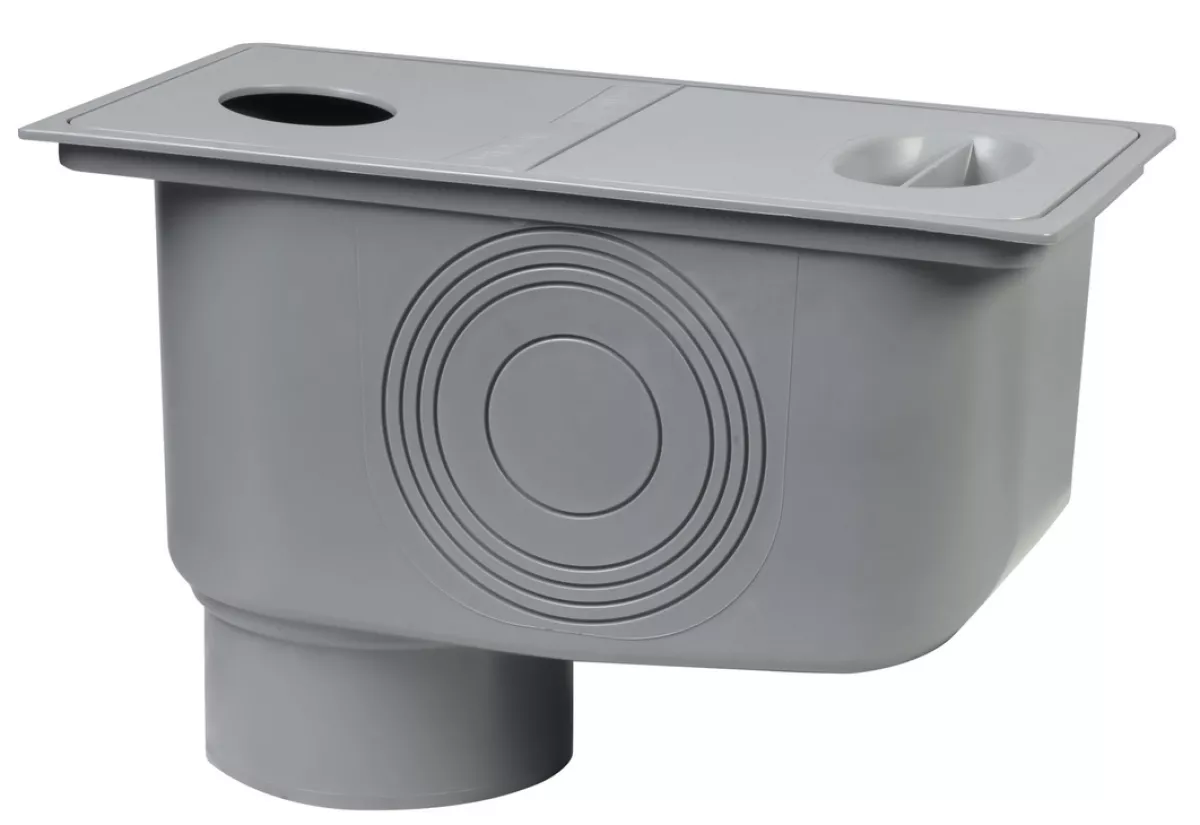Bielbet Regenablauf Regenrohrablauf Dachrinnenablauf Regensinkkasten 50-110 Ø Grau