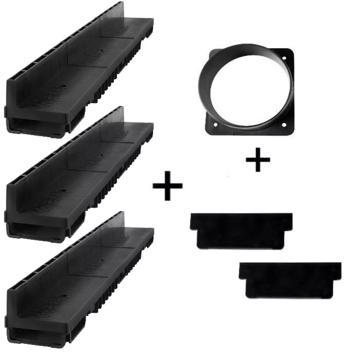 Bielbet Schlitzrinne H5,5cm + 5,5cm Kunststoff Entwässerungsrinne 1m 3er Set + Zubehör