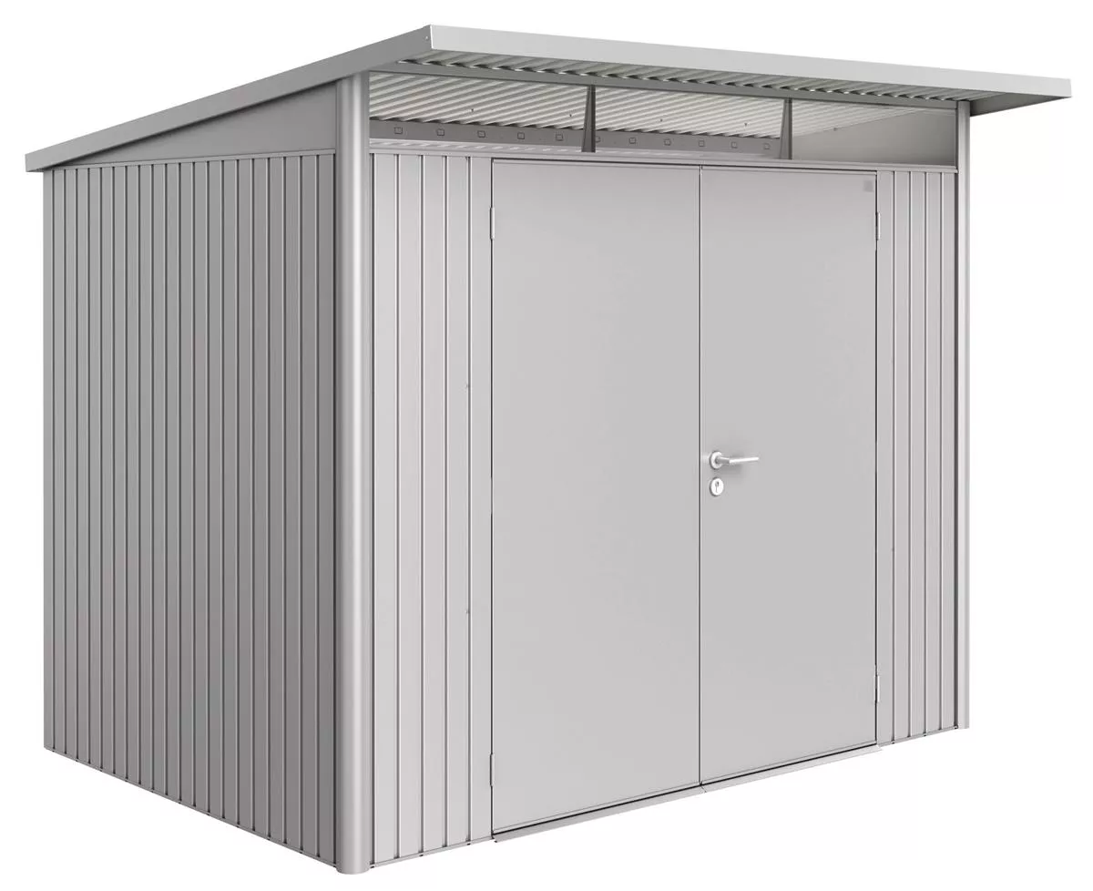 Biohort Gerätehaus AvantGarde, silber-metallic, Doppeltür, 260 x 220 x 218 cm (Größe A5)