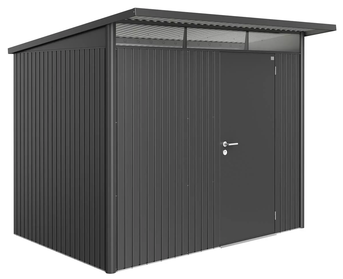 Biohort Gerätehaus AvantGarde A6, dunkelgrau-metallic, Standardtür, 260 x 260 x 218 cm