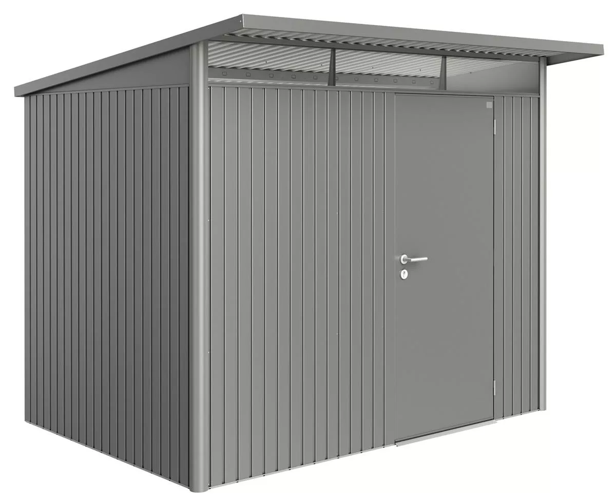 Biohort Gerätehaus AvantGarde A6, quarzgrau-metallic, Standardtür, 260 x 260 x 218 cm