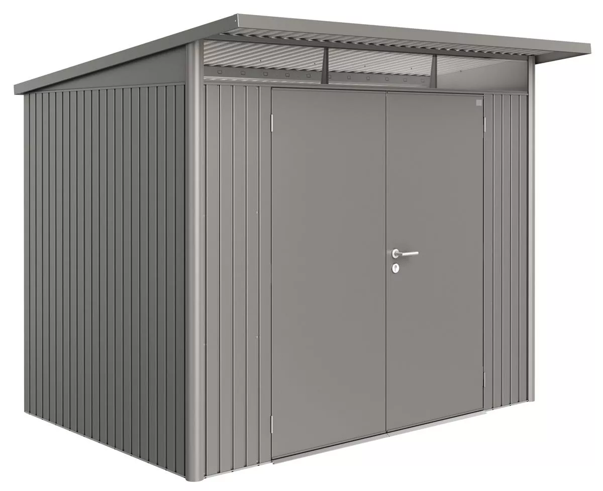 Biohort Gerätehaus AvantGarde A6, quarzgrau-metallic, Doppeltür, 260 x 260 x 218 cm