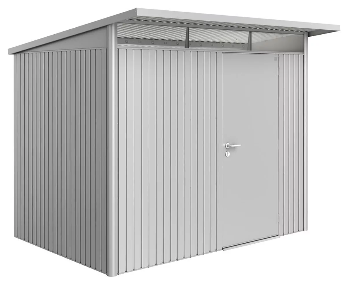 Biohort Gerätehaus AvantGarde A6, silbergrau-metallic, Standardtür, 260 x 260 x 218 cm