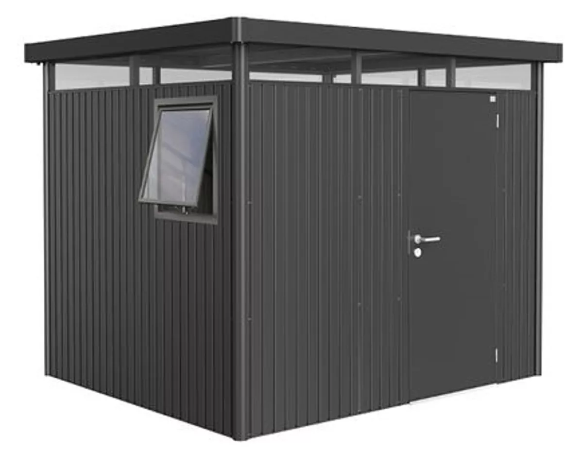 Biohort Gerätehaus HighLine Gr. H3 Window Edition dunkelgrau-metallic mit Standardtür 275 x 235 x 222 cm