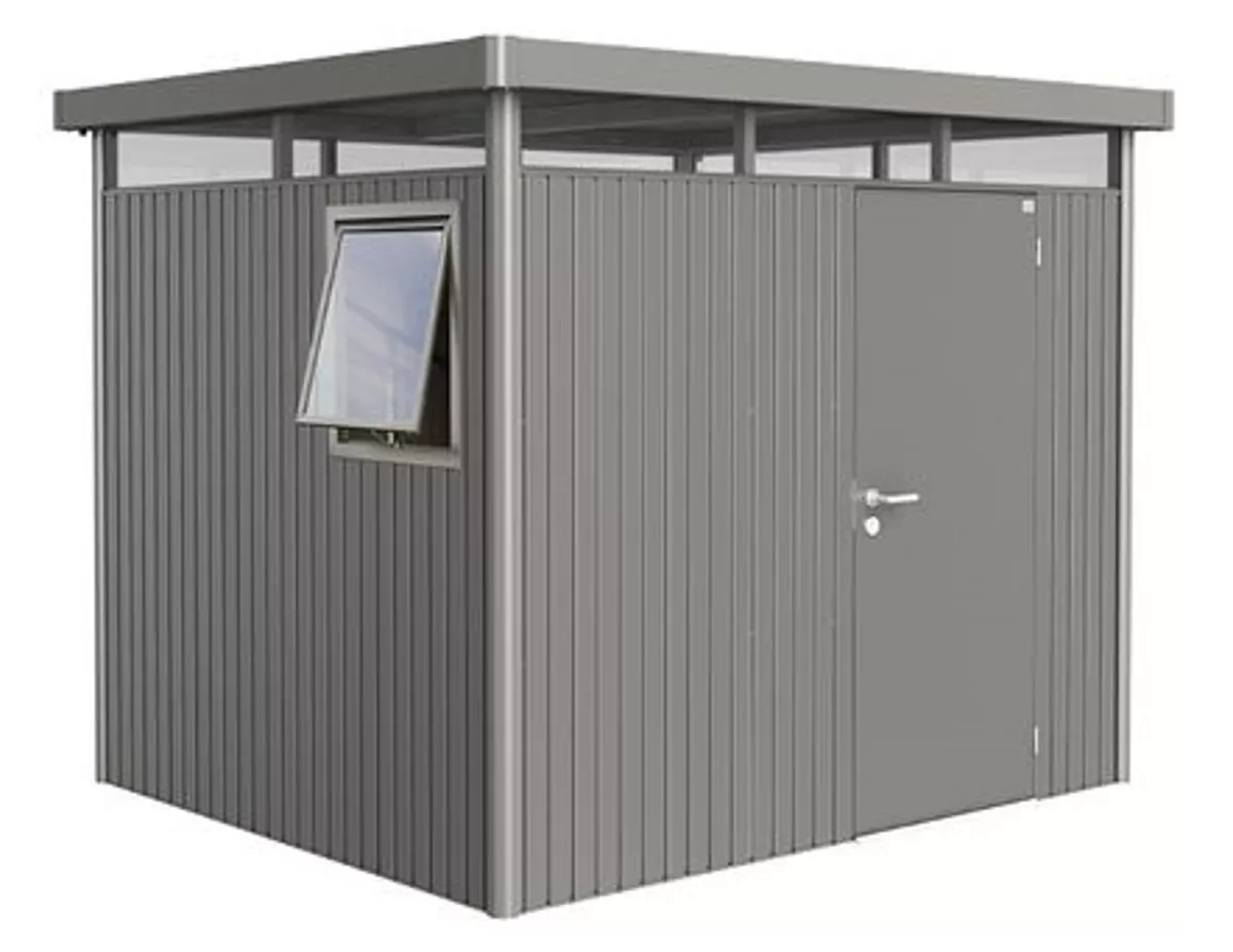 Biohort Gerätehaus HighLine Gr. H3 Window Edition quarzgrau-metallic mit Standardtür 275x235x222 cm
