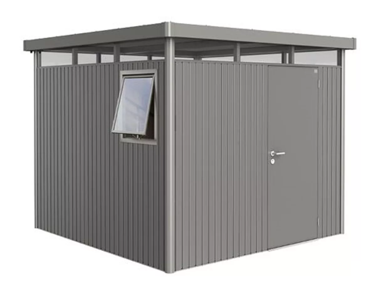Biohort Gerätehaus HighLine Gr. H4 Window Edition quarzgrau-metallic mit Standardtür 275x275x222 cm