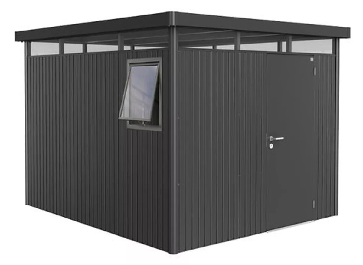 Biohort Gerätehaus HighLine Gr. H5 Window Edition dunkelgrau-metallic mit Standardtür 275 x 315 x 222 cm