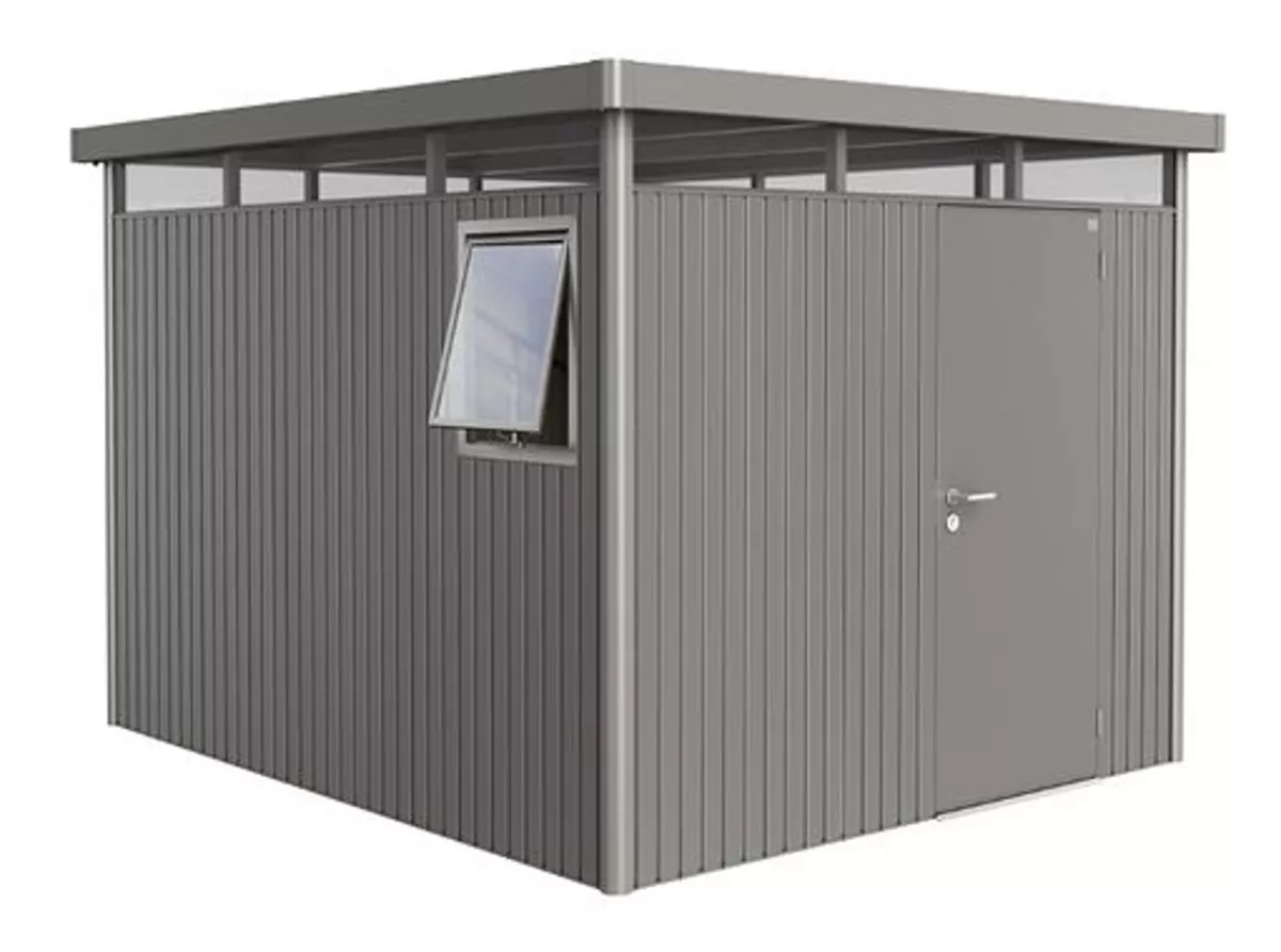 Biohort Gerätehaus HighLine Gr. H5 Window Edition quarzgrau-metallic mit Standardtür 275x315x222 cm