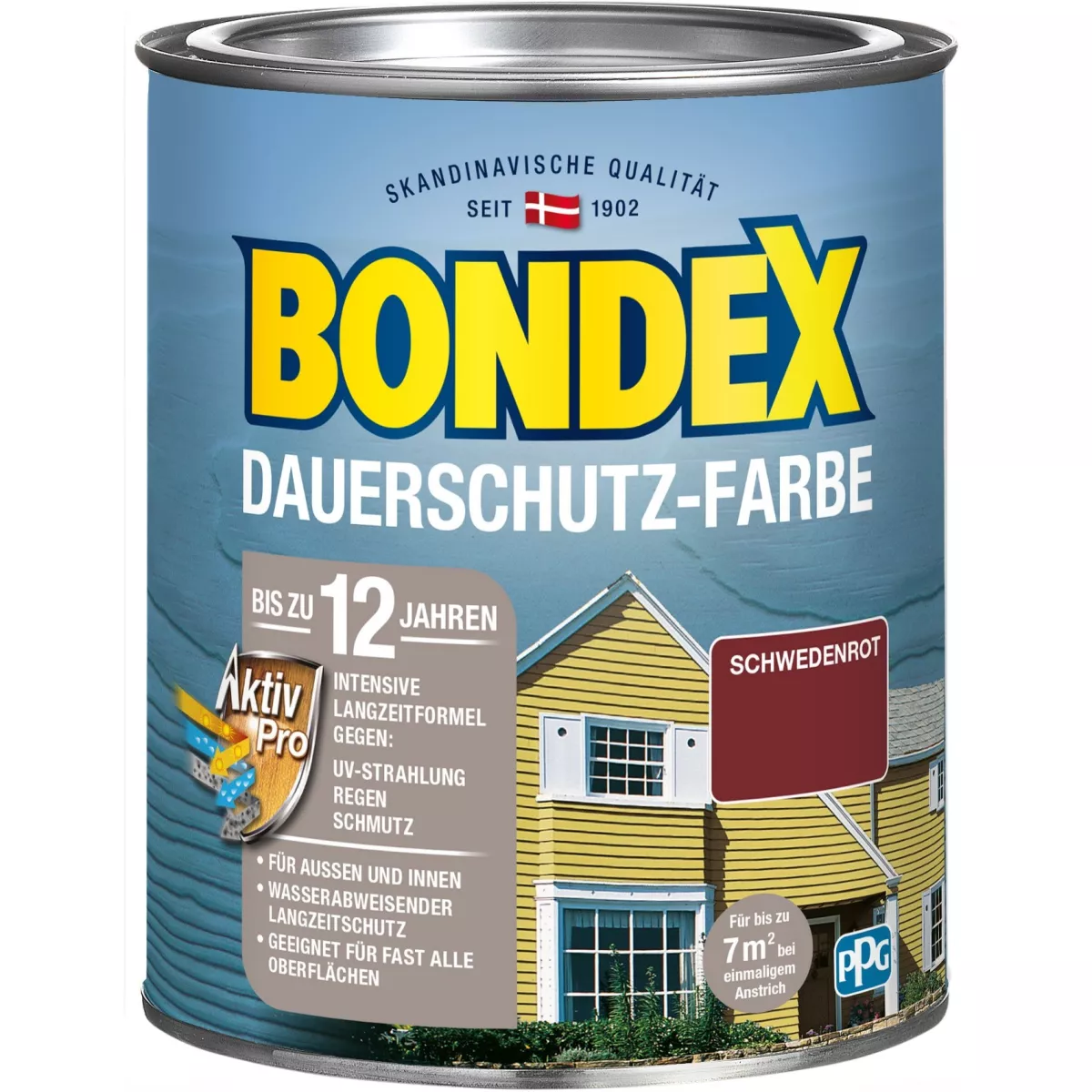 Bondex Dauerschutz-Farbe Wetterschutzfarbe Holzfarbe 0,75 L Schwedenrot