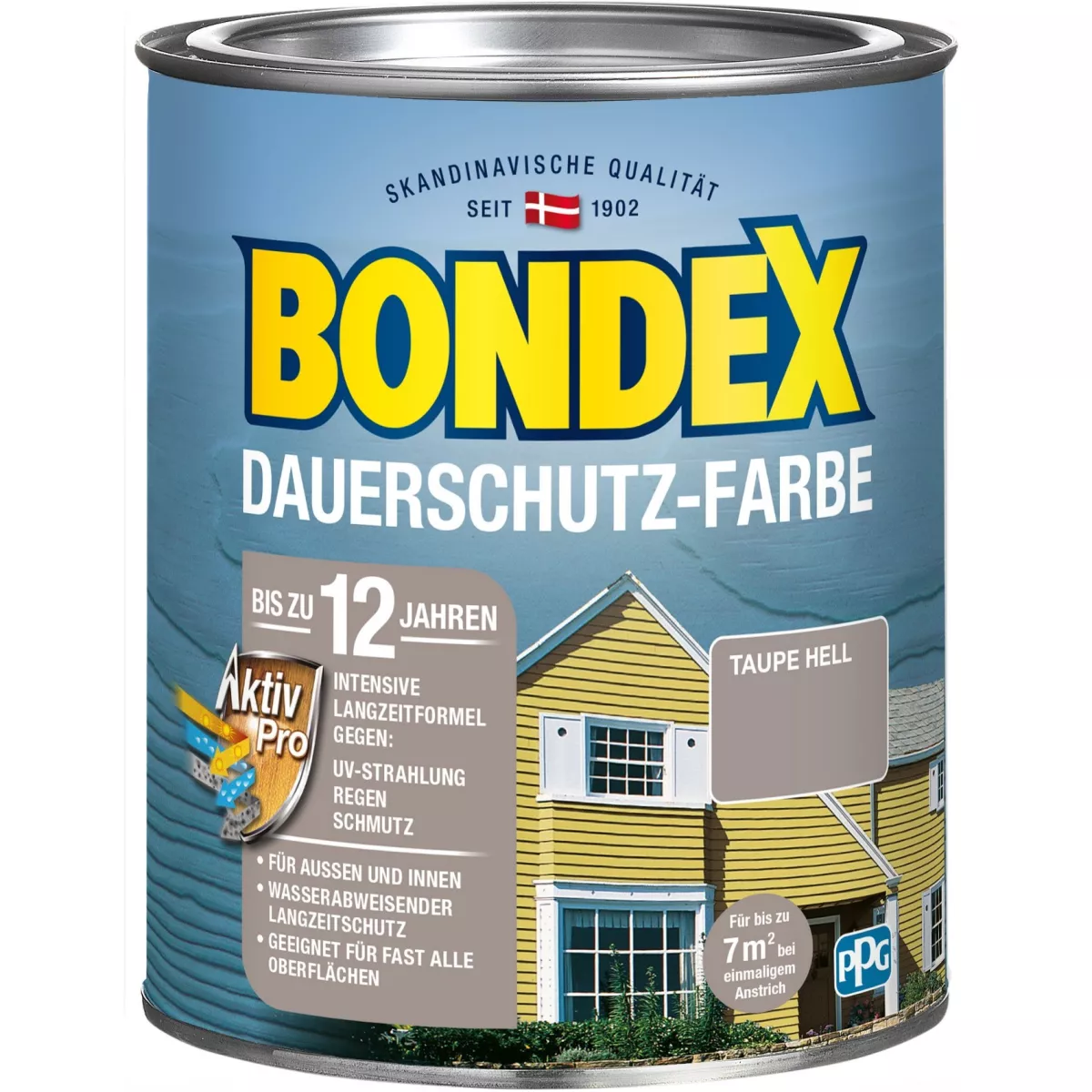 Bondex Dauerschutz-Farbe Wetterschutzfarbe Holzfarbe 0,75 L Taupe hell