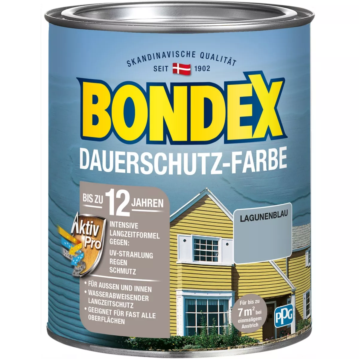 Bondex Dauerschutz-Farbe Wetterschutzfarbe Holzfarbe 0,75 L Lagunenblau