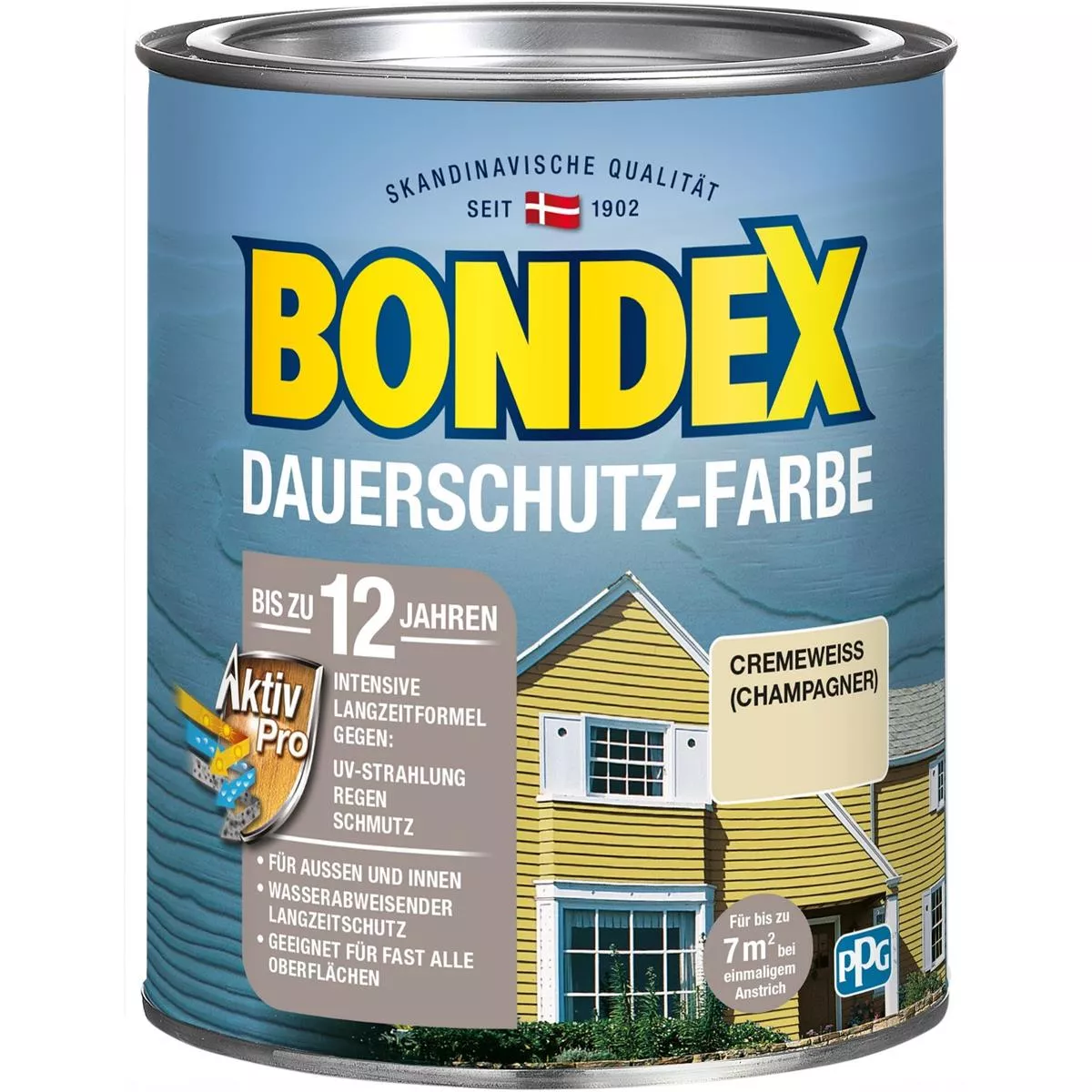 Bondex Dauerschutz-Farbe Wetterschutzfarbe Holzfarbe 0,75 L Champagner / Cremeweiß