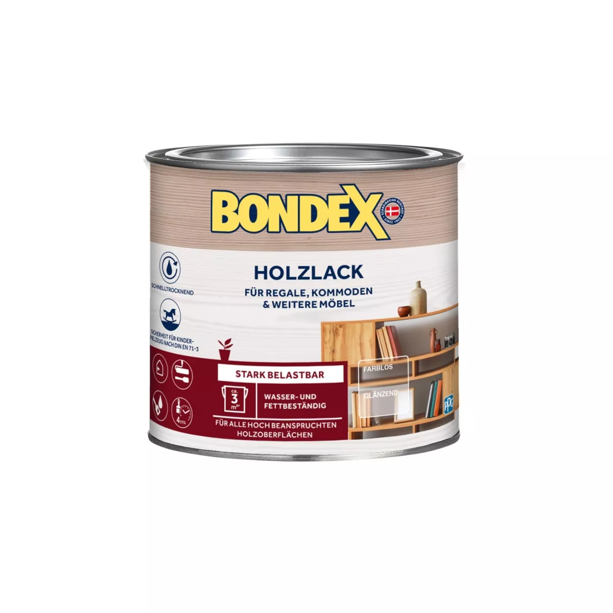 Bondex Holzlack Klarlack für Regal Komoden und Möbel farblos Glänzend 0,25 L