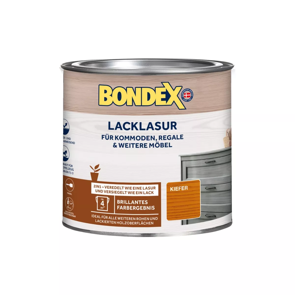 Bondex Lacklasur 2in1 Möbellack Lack und Lasur für Möbel Kiefer 0,375 L