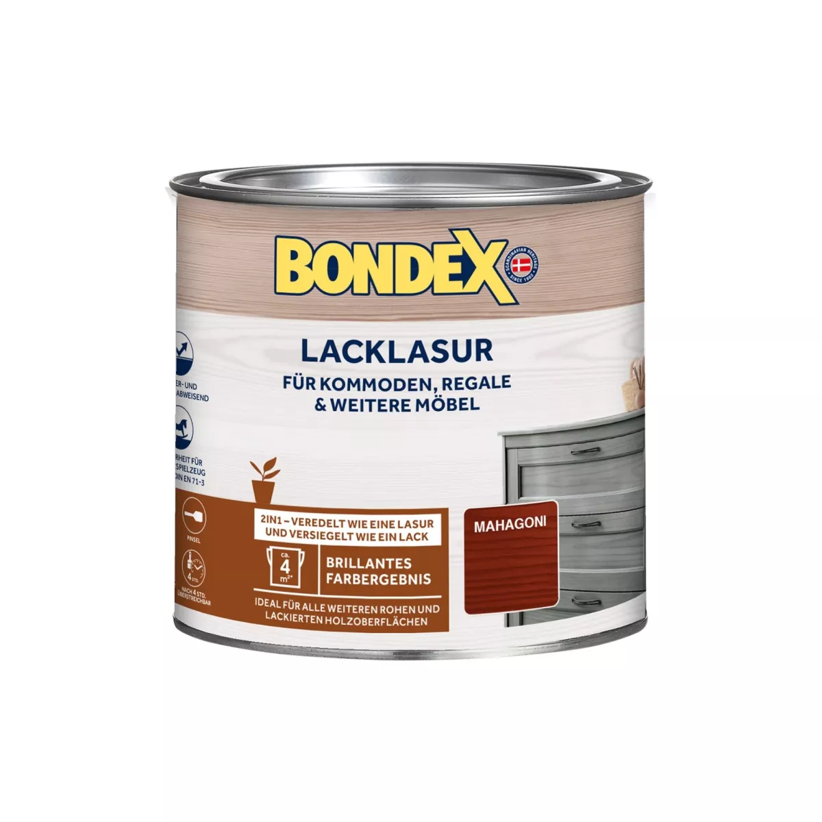 Bondex Lacklasur 2in1 Möbellack Lack und Lasur für Möbel Mahagoni 0,375 L