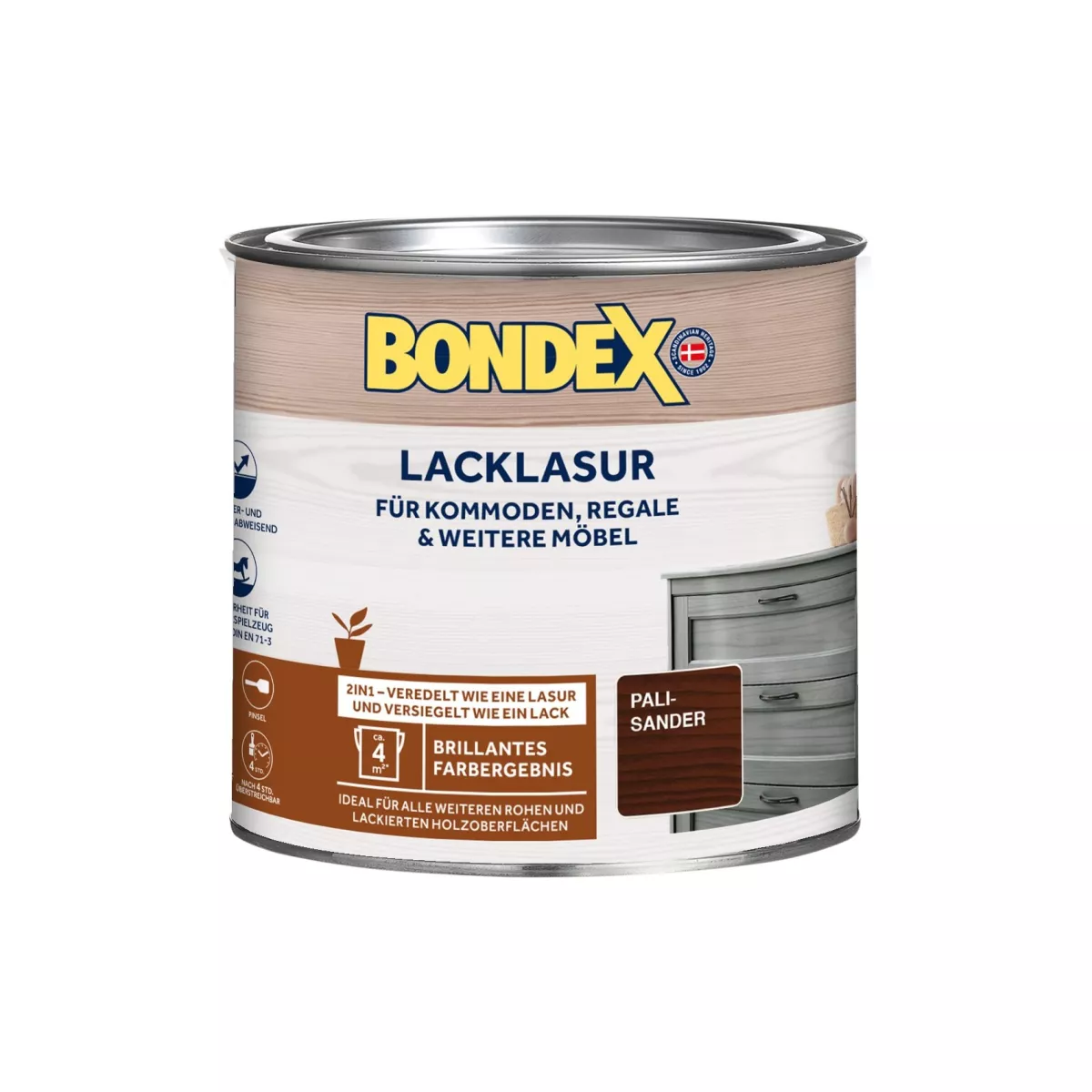 Bondex Lacklasur 2in1 Möbellack Lack und Lasur für Möbel Palisander 0,375 L