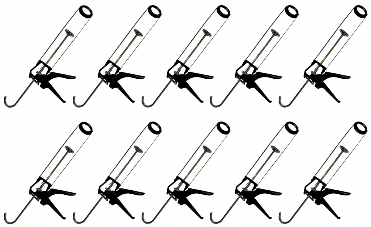 BOSTIK 10er Set Handpistole Kartuschenpistole Silikonpistole Skelett schwarz robuste Ausführung