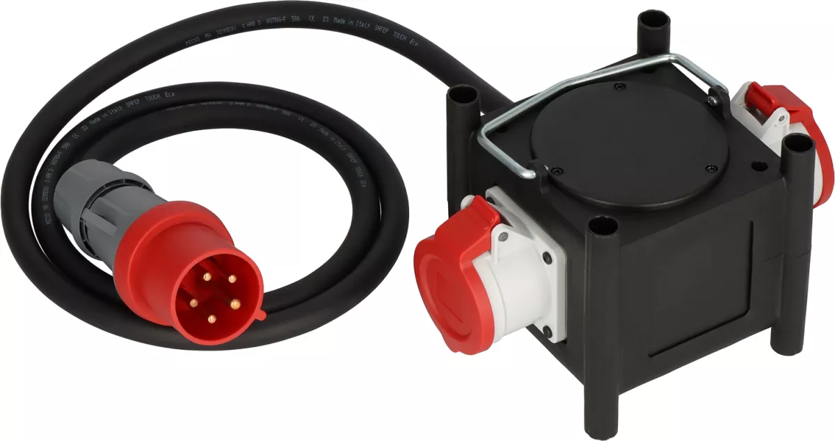 Brennenstuhl Kompakter Gummi-Stromverteiler BSV 3 2/32 IP44, 2m H07RN-F 5G6,0, 2x CEE 400V/32A
