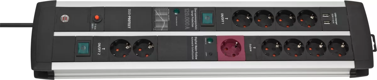Brennenstuhl Premium-Protect-Line 11-fach MS 120kA ÜSS,USB , 16A Sicherung