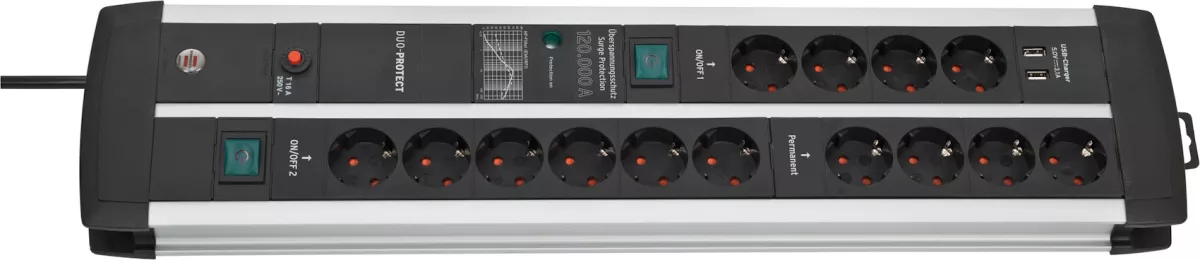 Brennenstuhl Premium-Protect-Line 14-fach 120kA ÜSS, USB,16A Sicherung