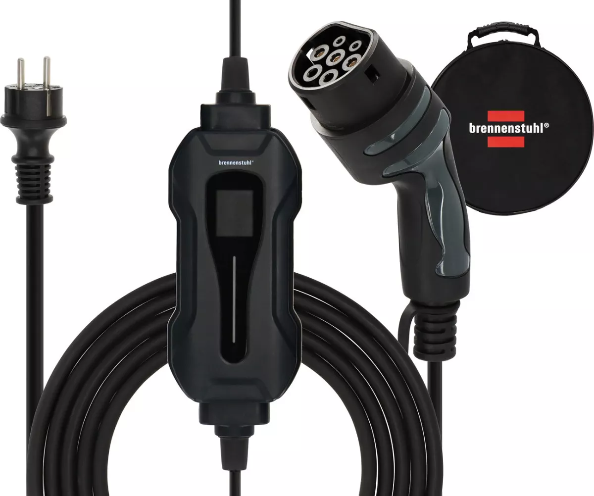 Brennenstuhl Tragbares EV Ladegerät Typ 2 Schutzkontakt 2,3KW mit 8m Kabel