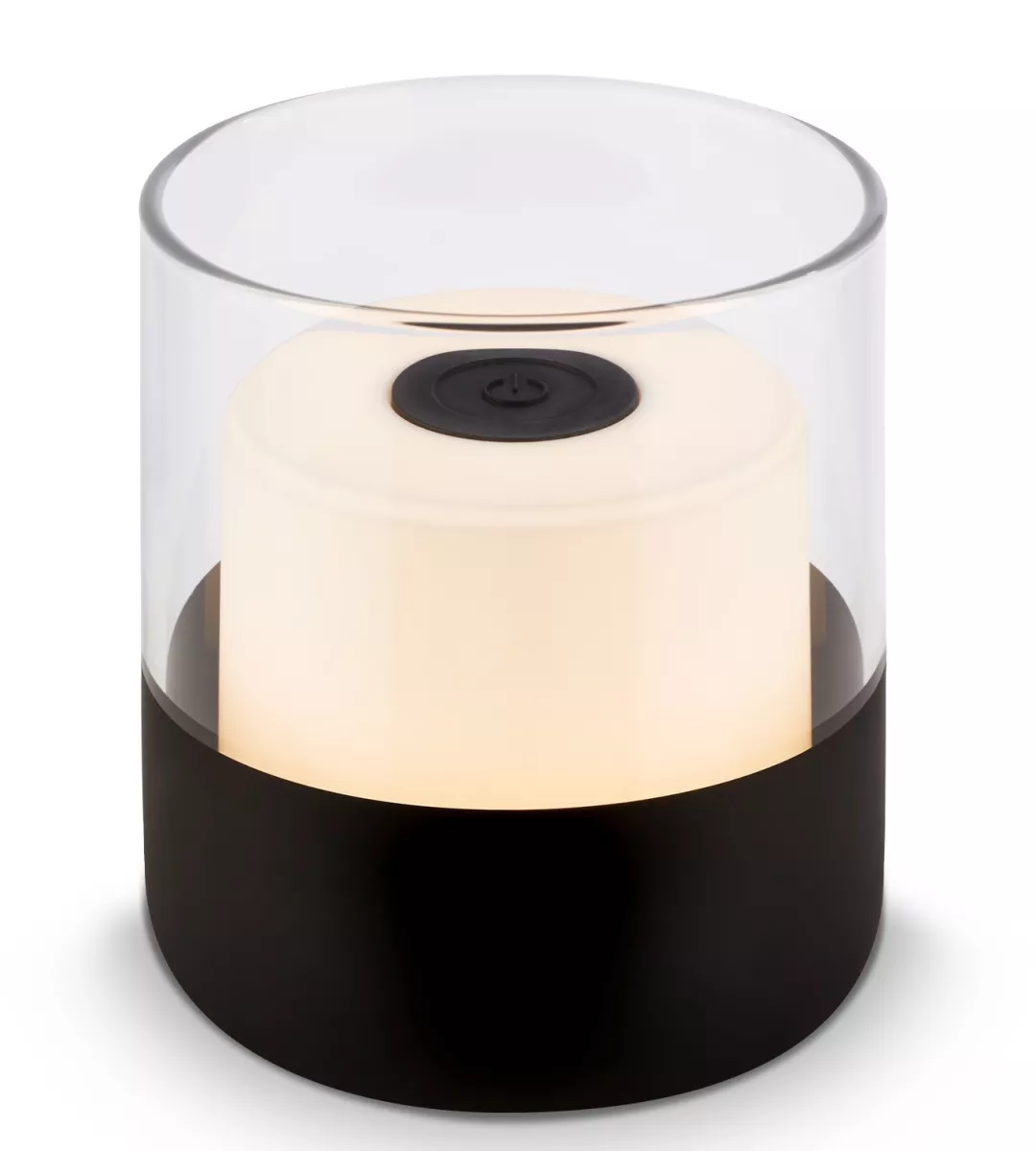 Briloner Akku LED Tischleuchte LILET mit Glas schwarz 1xLED 2W