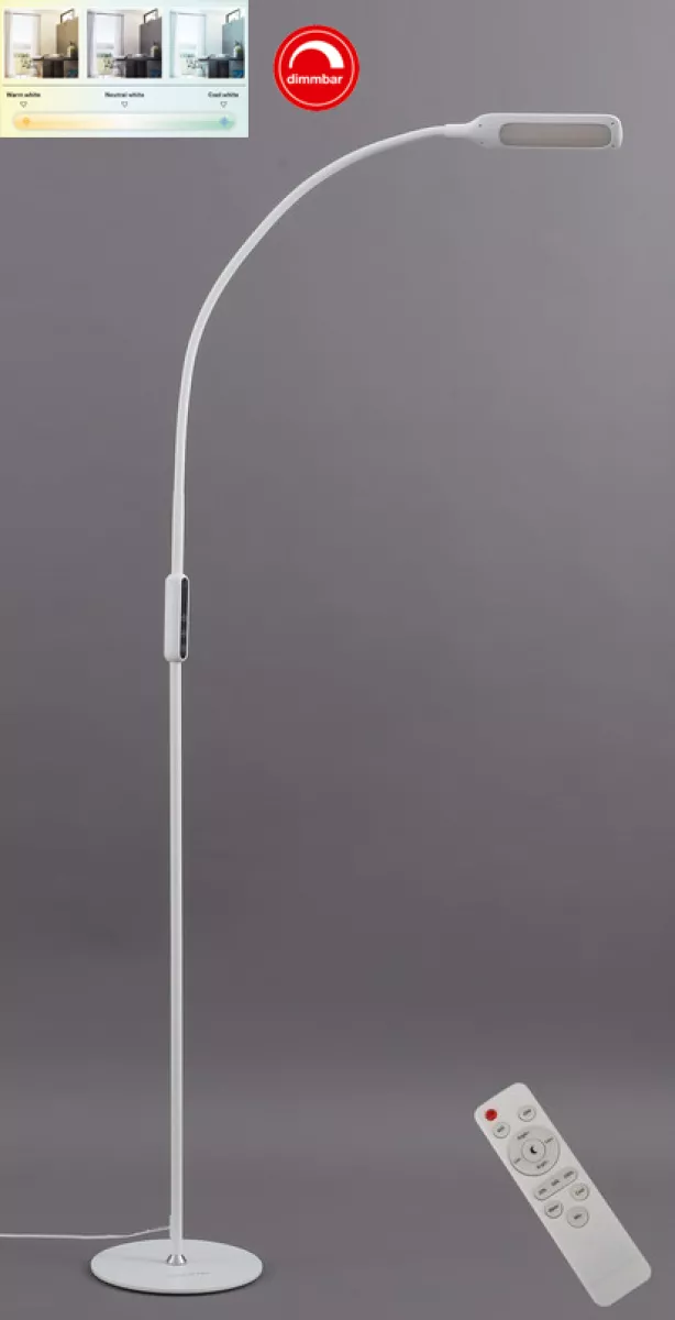 Briloner CCT LED Stehleuchte OFFICE REMOTE mit Dimmfunktion und Fernbedienung weiß