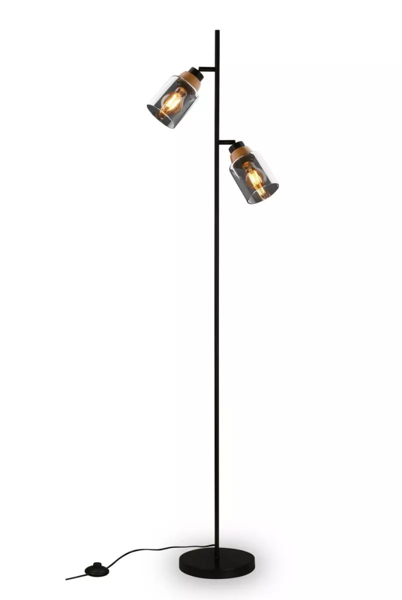 Briloner Stehleuchte ROYK schwarz-smoke LED 2xE27 max.10W