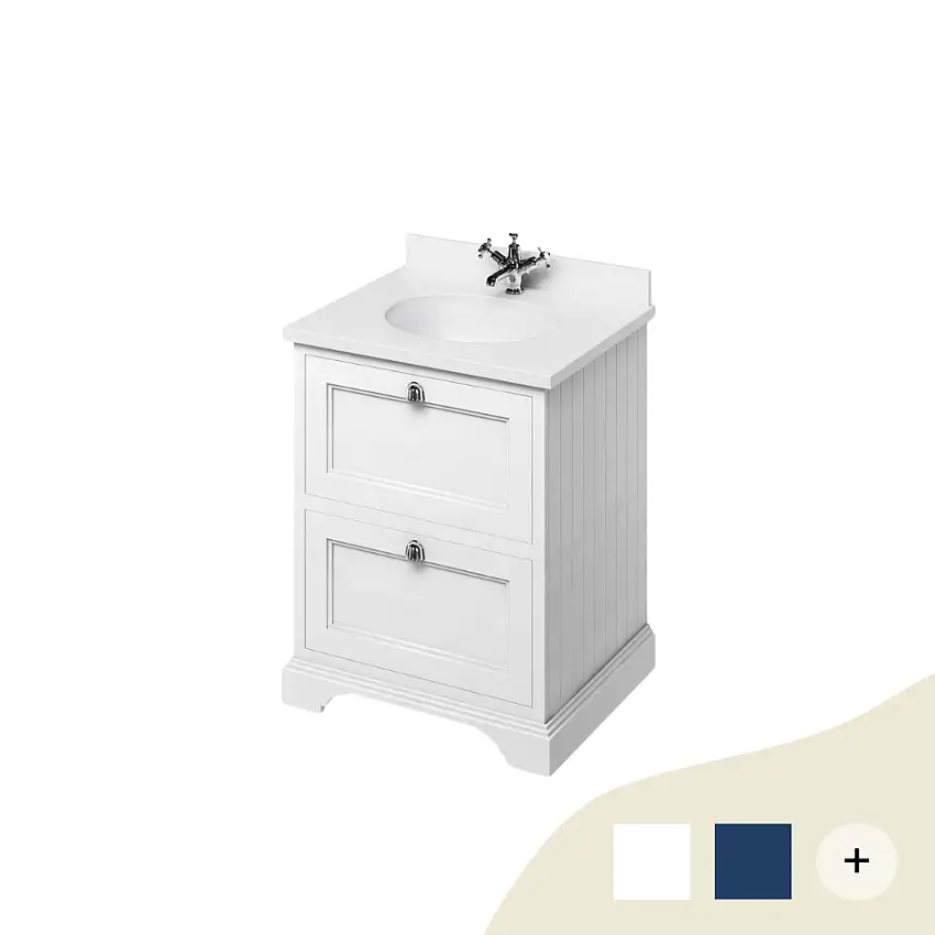 Waschtisch Unterschrank Burlington 65 cm mit Schubladen, Minerva/Weiß