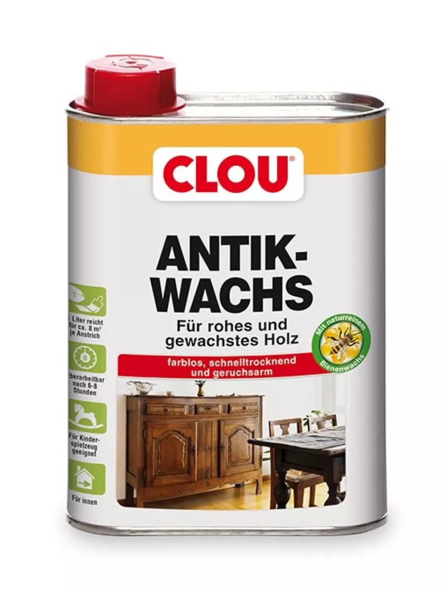 Clou Antik Wachs Möbelwachs Holzwachs flüssig W2 natur 250 ml Bienenwachs innen