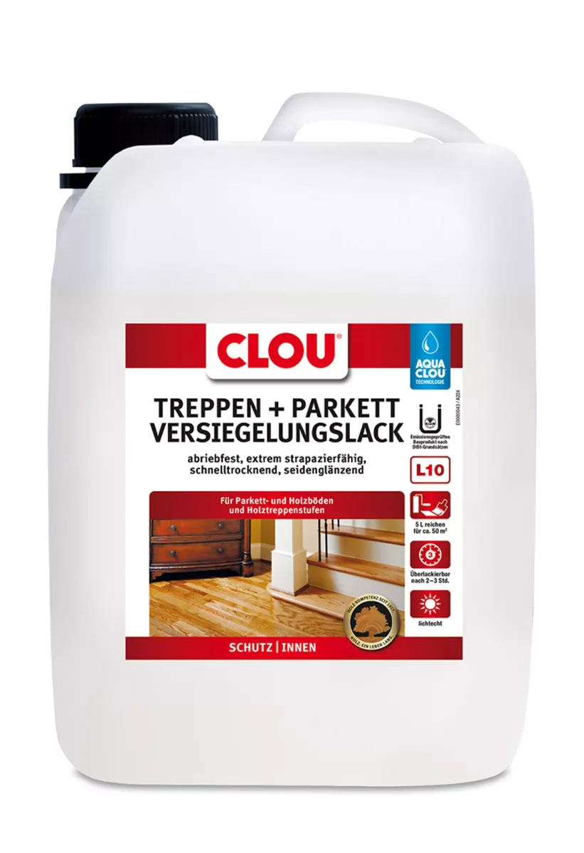 Clou Aqua Clou Treppen- & Parkettlack L10 5,0 Liter seidenglänzend