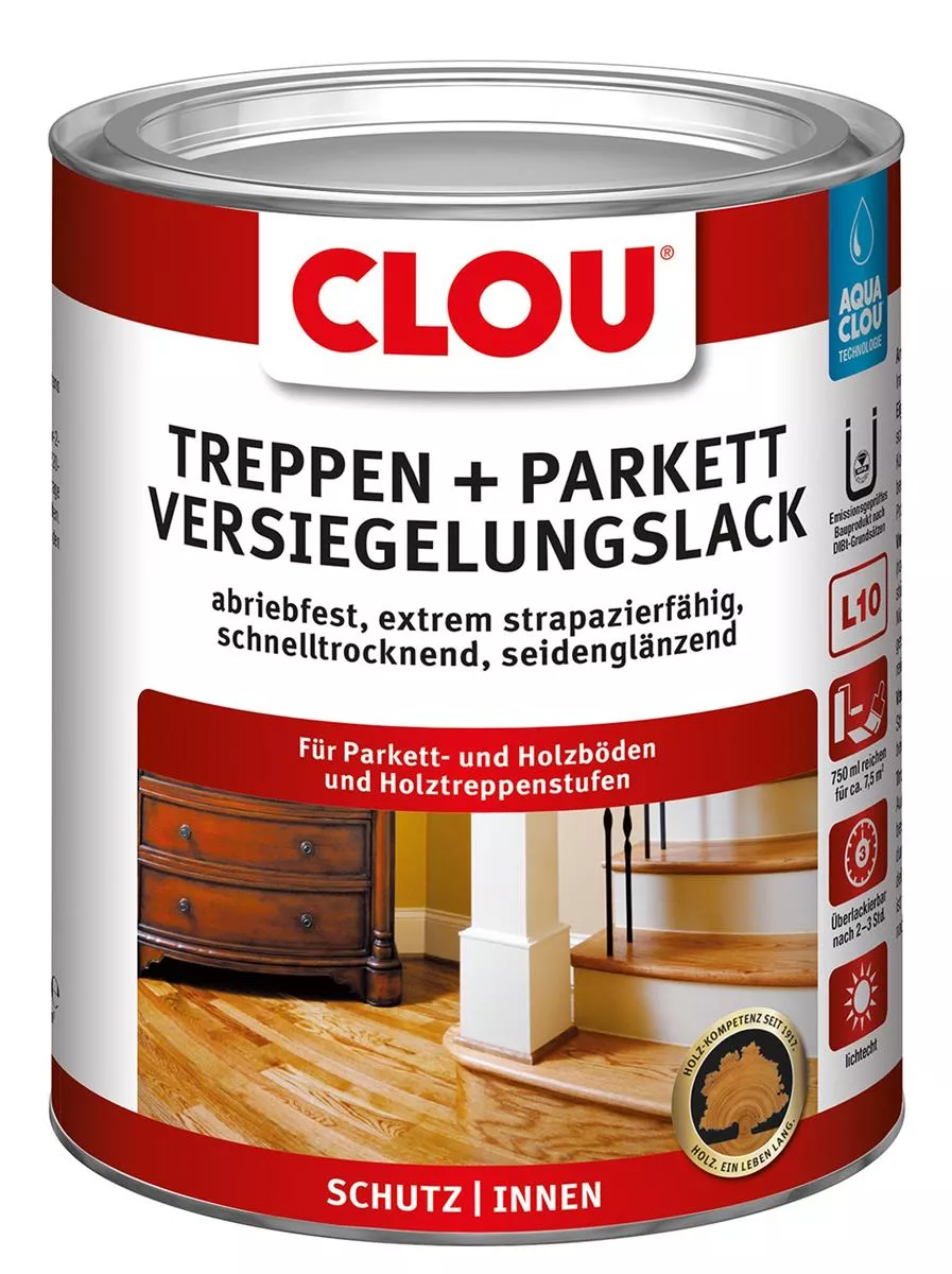 Clou Aqua Clou Treppen- & Parkettlack L10 750ml seidenglänzend