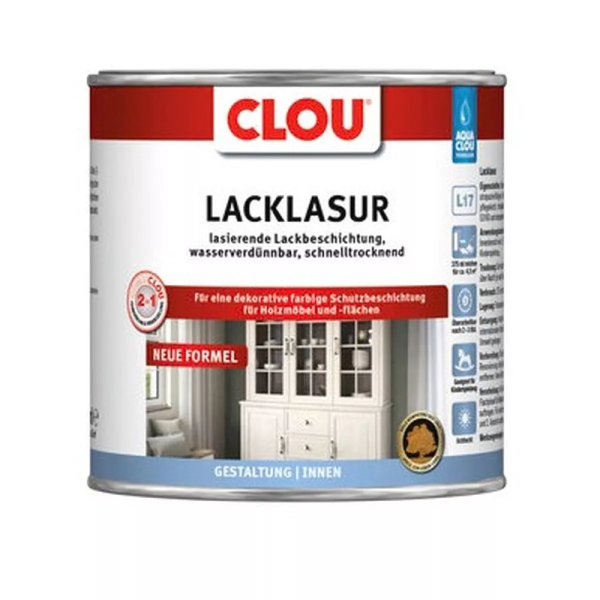 Clou Aqua Combi-Clou Lack-Lasur L17 375 ml schwarz