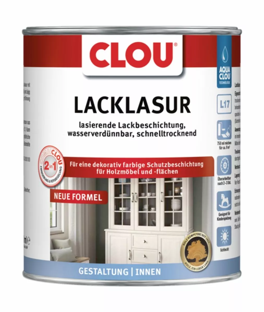 Clou Aqua Combi-Clou Lack-Lasur L17 750 ml dunkelnußbraun