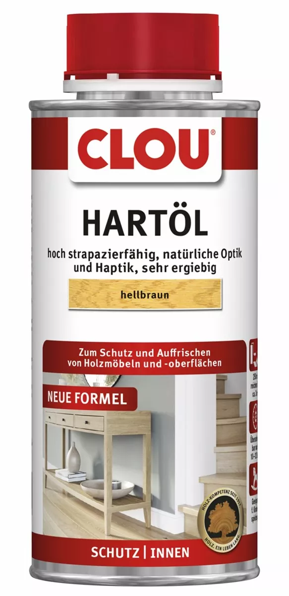 Clou Hartöl Arbeitsplatten-Öl Möbel-Öl Treppenöl Hellbraun 250 ml