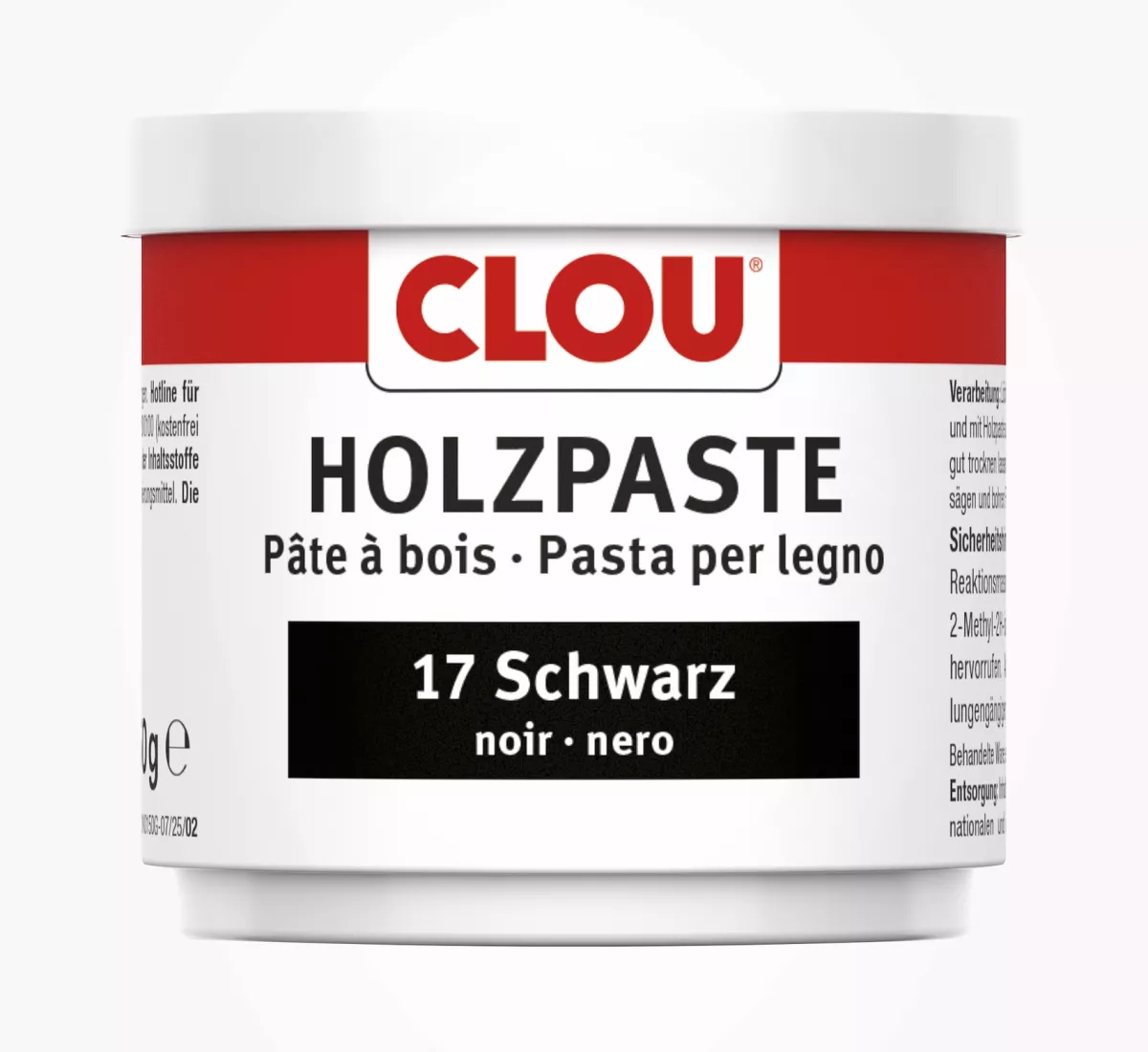 Clou Holzpaste W 17 schwarz zum Reparieren und Auskitten von Holzschäden im gesamten Innenbereich 150 g