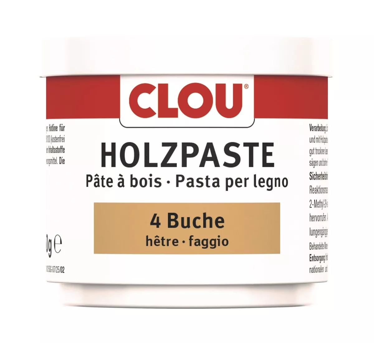 Clou Holzpaste W 4 Buche zum Reparieren und Auskitten von Holzschäden im gesamten Innenbereich 150 g