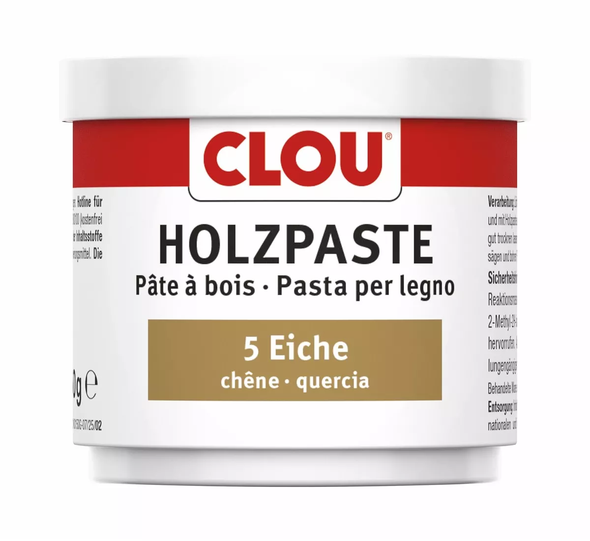 Clou Holzpaste W 5 Eiche zum Reparieren und Auskitten von Holzschäden im gesamten Innenbereich 150 g