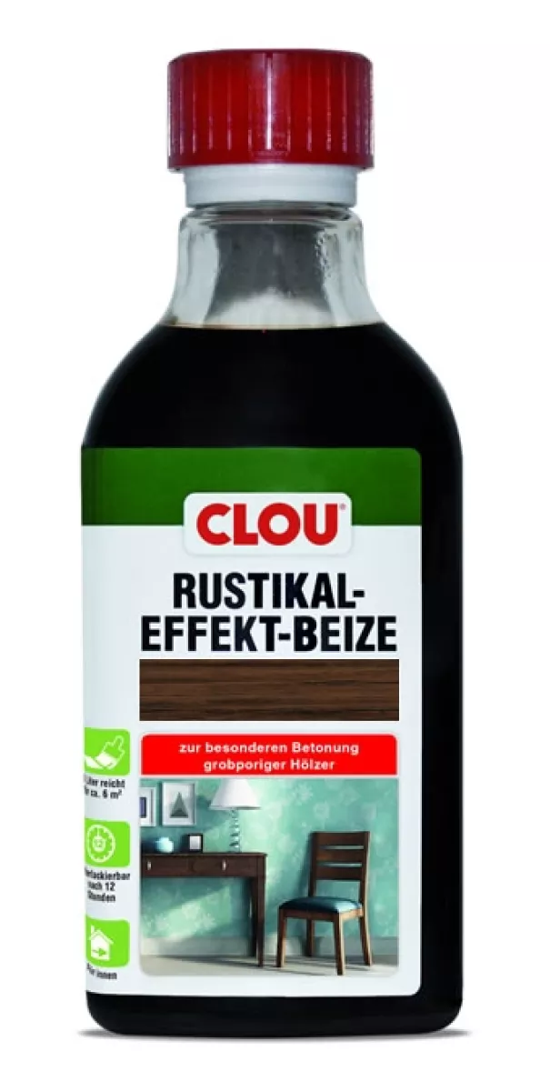 Clou Rustikaleffekt-Beize B4 wässrige gebrauchsfertige Farb - stoff-/Pigmentbeize orangebraun 250ml