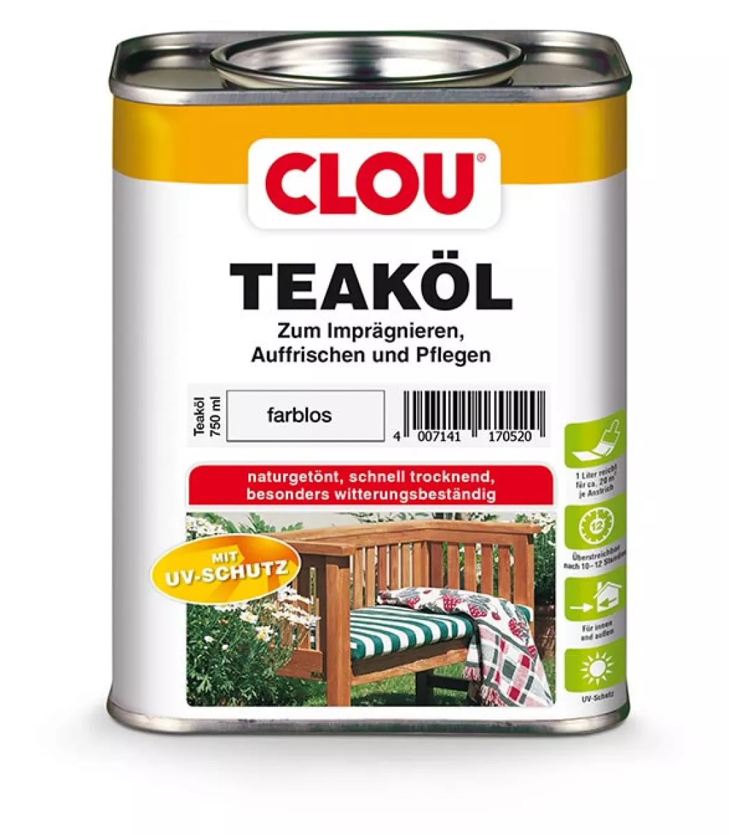Clou Teak-Öl Wetterschutz Holzöl Möbel-Öl 750 ml