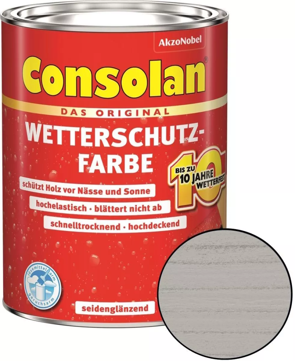 Consolan Wetterschutz-Farbe Delfingrau 2,5 L