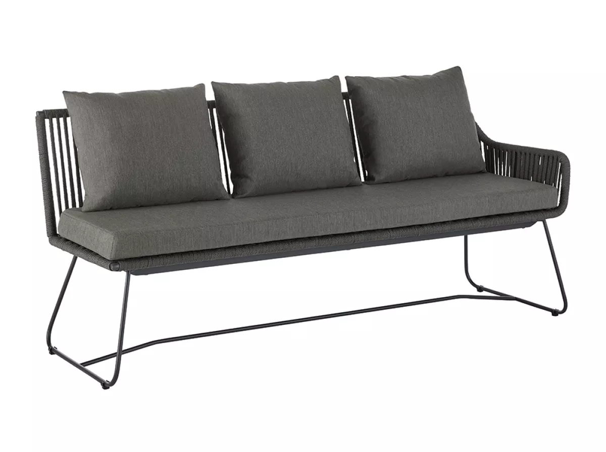 Diamond Garden Kreta Gartenbank Lounge Sofa niedrige Lehne Rechts Rope Dunkelgrau