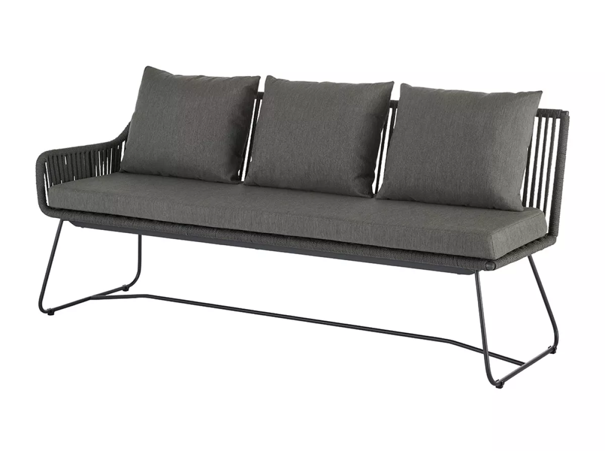 Diamond Garden Kreta Gartenbank Lounge Sofa niedrige Lehne Links Rope Dunkelgrau