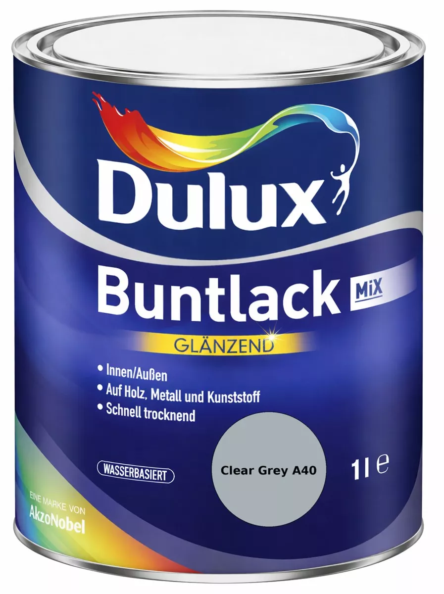 Dulux Buntlack Glänzend wasserbasiert Clear Grey A40 Wunschfarbton 1 L
