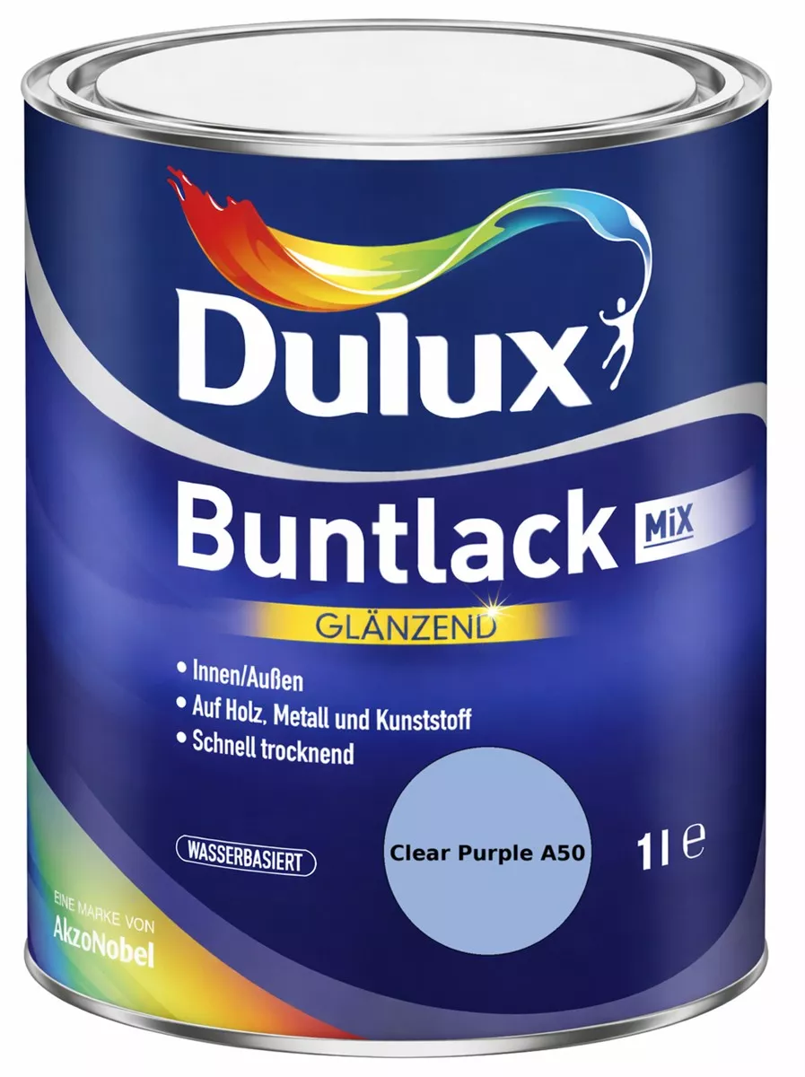 Dulux Buntlack Glänzend wasserbasiert Clear Purple A50 Wunschfarbton 1 L