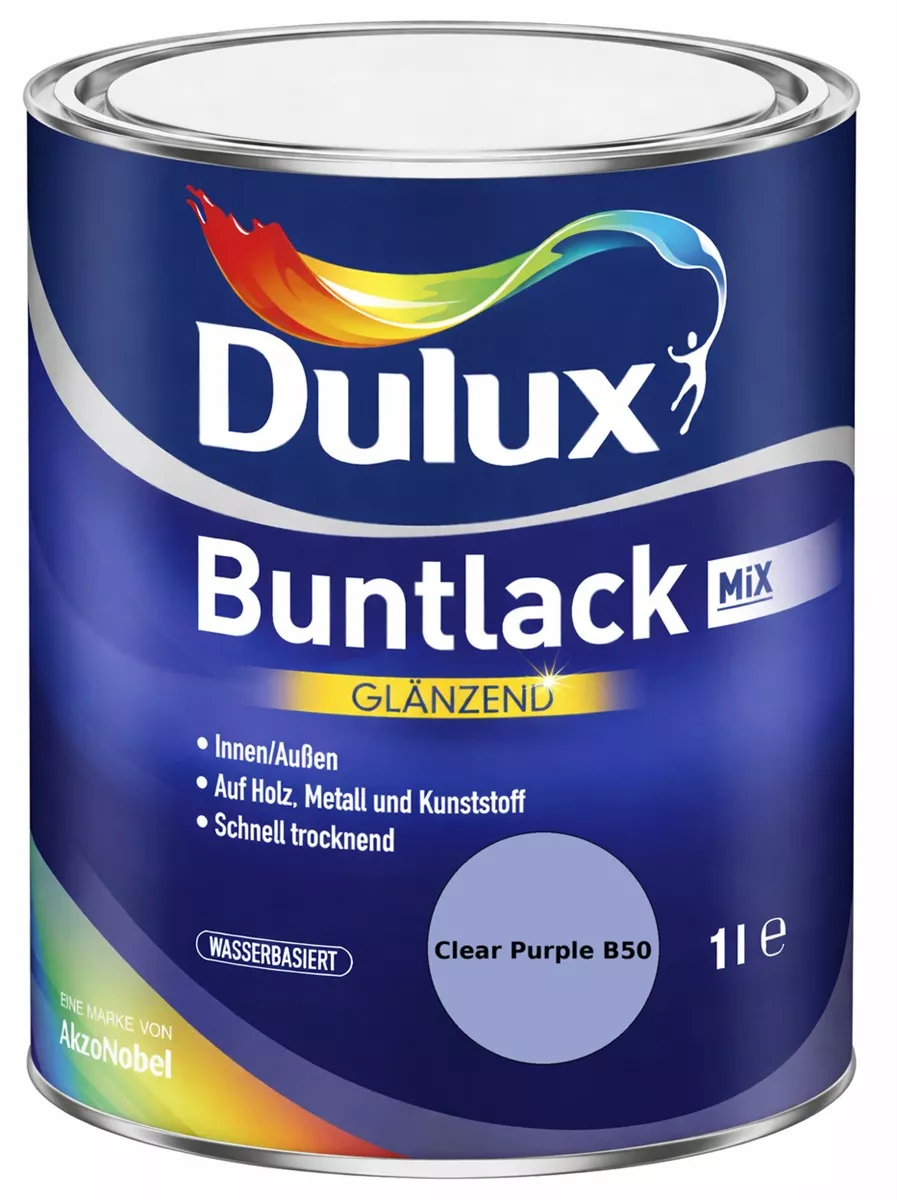 Dulux Buntlack Glänzend wasserbasiert Clear Purple B50 Wunschfarbton 1 L