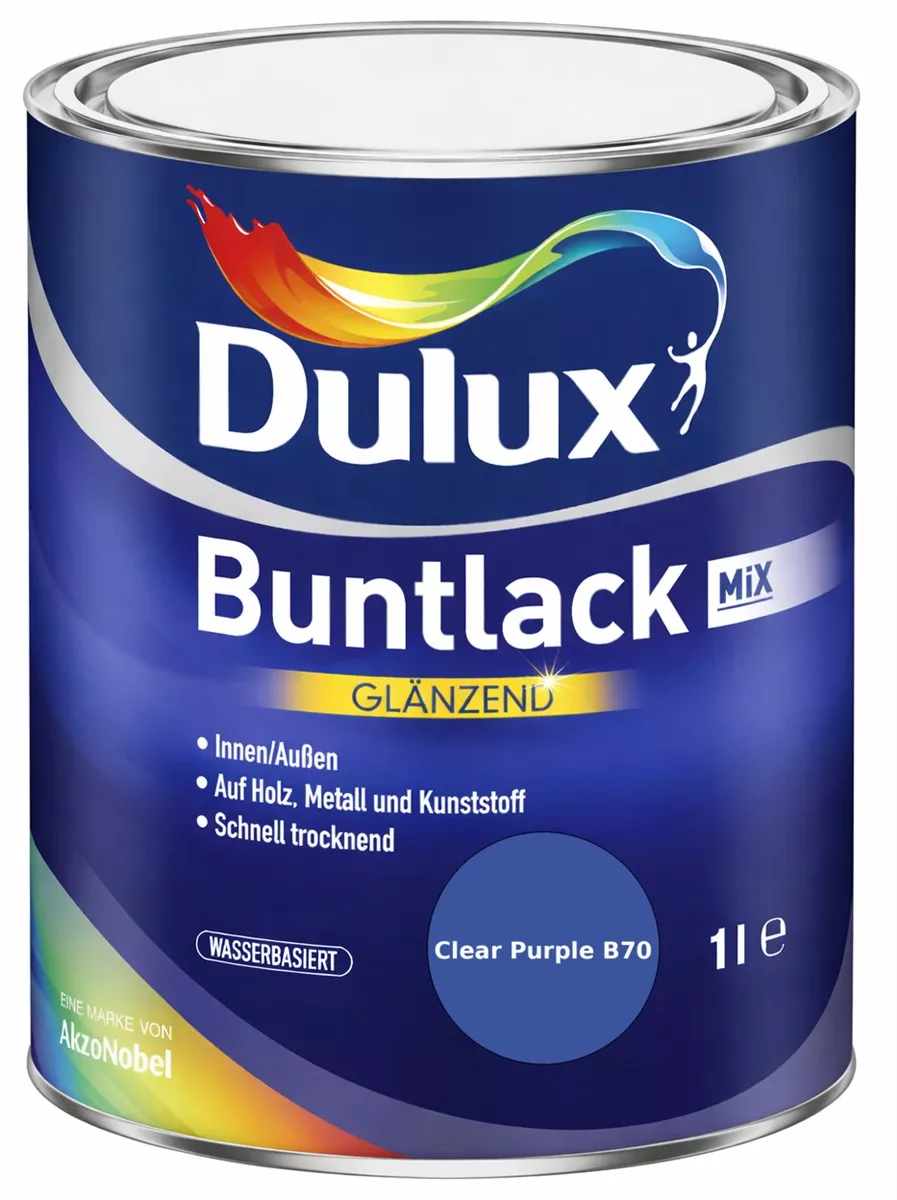 Dulux Buntlack Glänzend wasserbasiert Clear Purple B70 Wunschfarbton 1 L